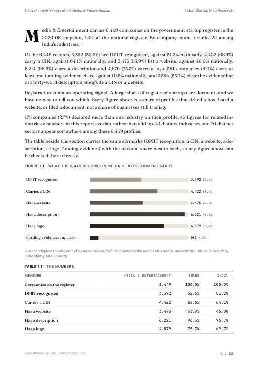 A data page from the Media & Entertainment report